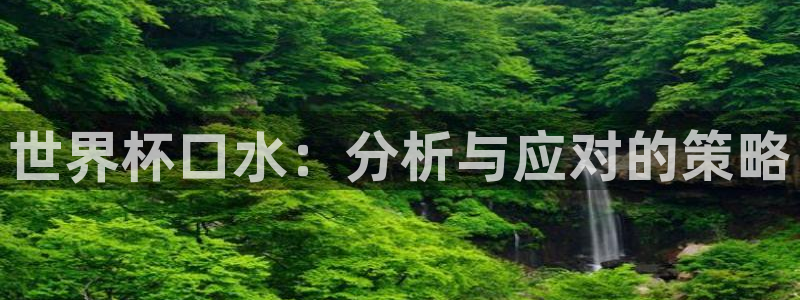 2026年世界杯赛程时间表格:世界杯口水:分析与应对的策略